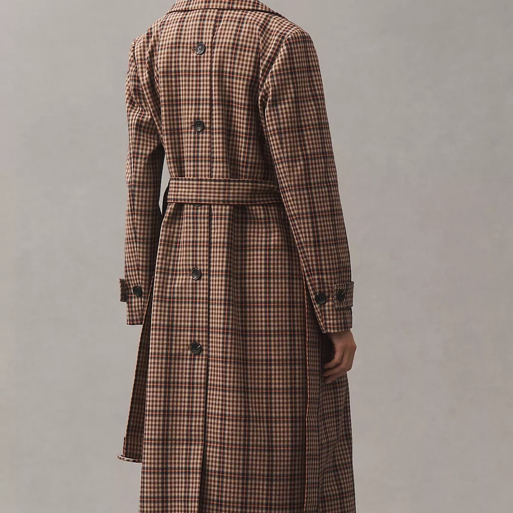 Avec Les Filles Belted Plaid Trench Coat - Picture 4 of 8